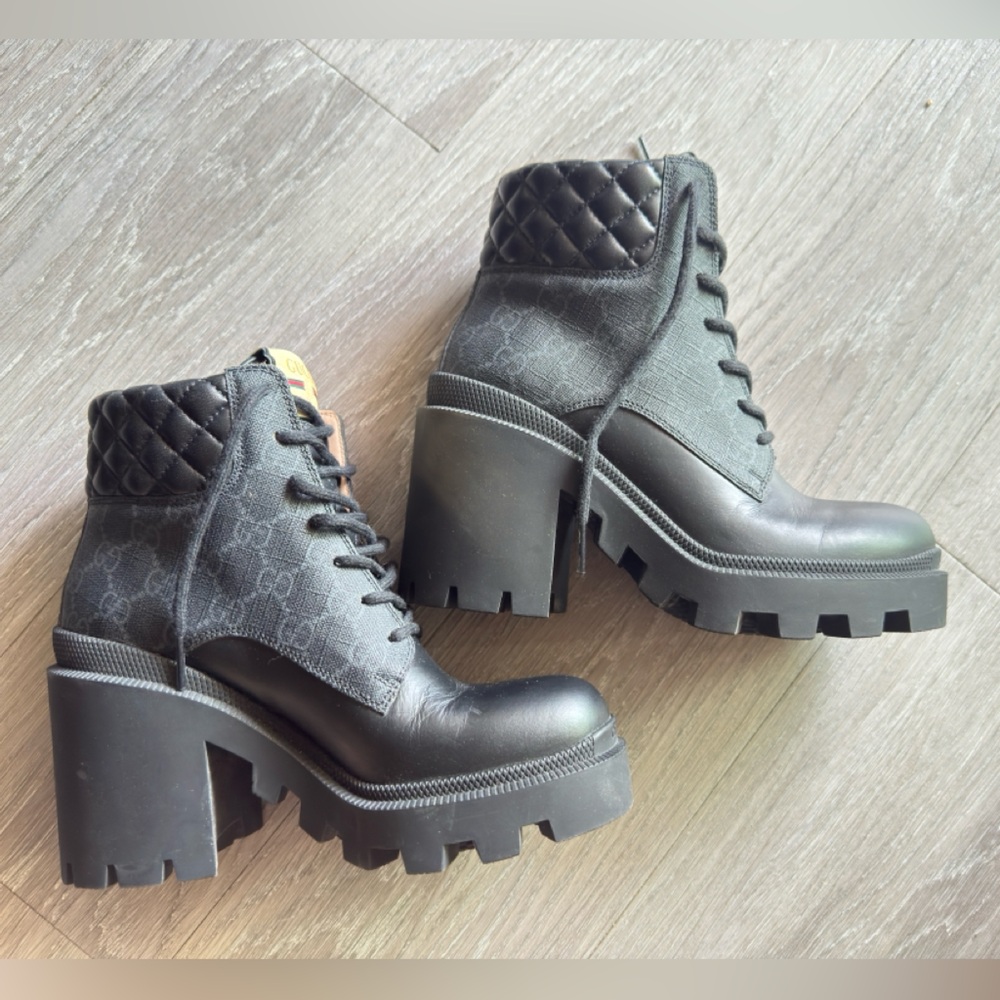 Gucci GG Supreme Lace Up Boots